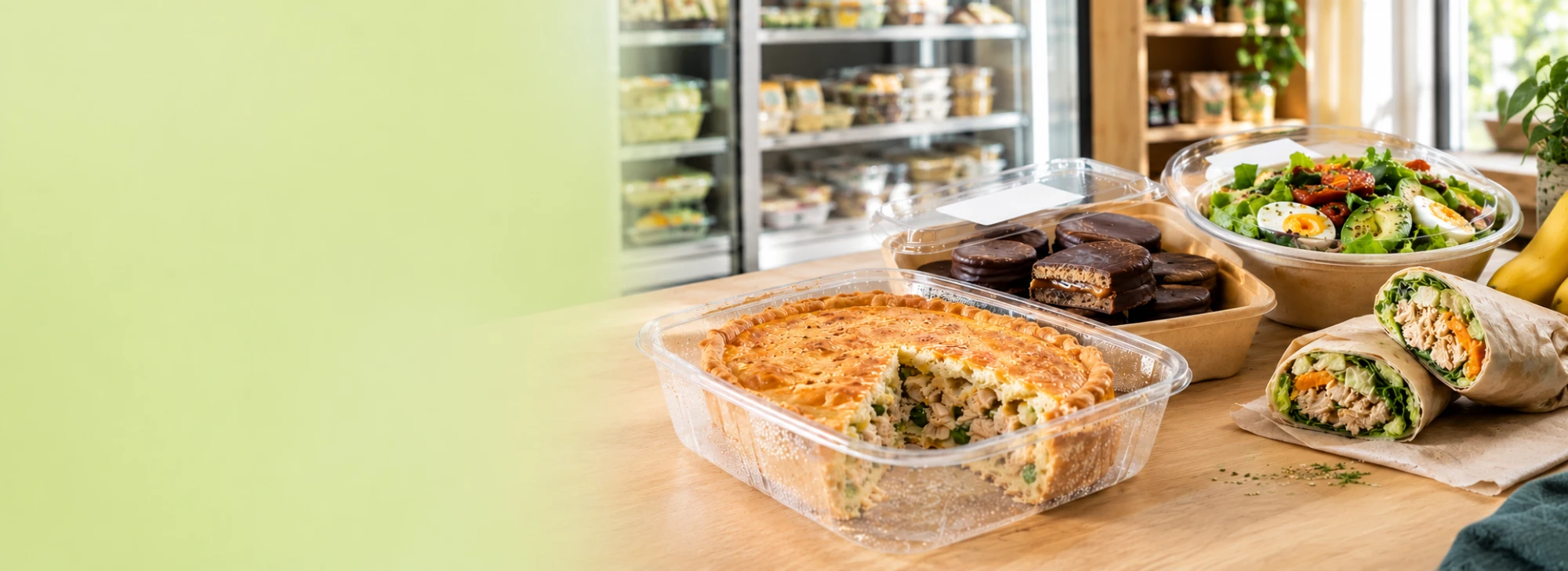 Viandas keto listas para llevar: tarta de pollo, alfajores bañados en chocolate, ensalada con huevo y palta y wraps